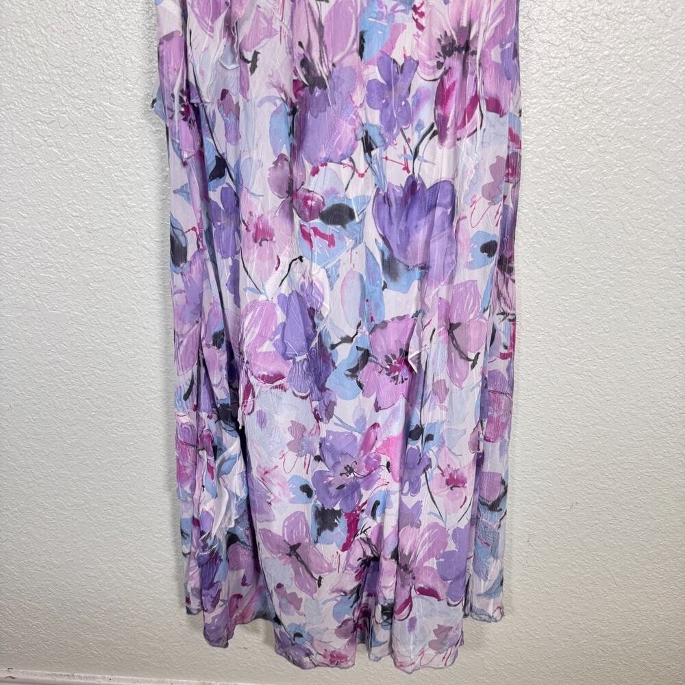 Komarov Dress Womens Medium Floral Watercolor Ruffle Maxi Crinkle Wedding Guest - Picture 5 of 9